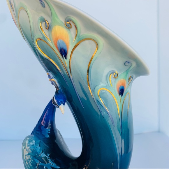 kathy ireland Accents Vintage Franz Porcelain Peacock Splendor Vase